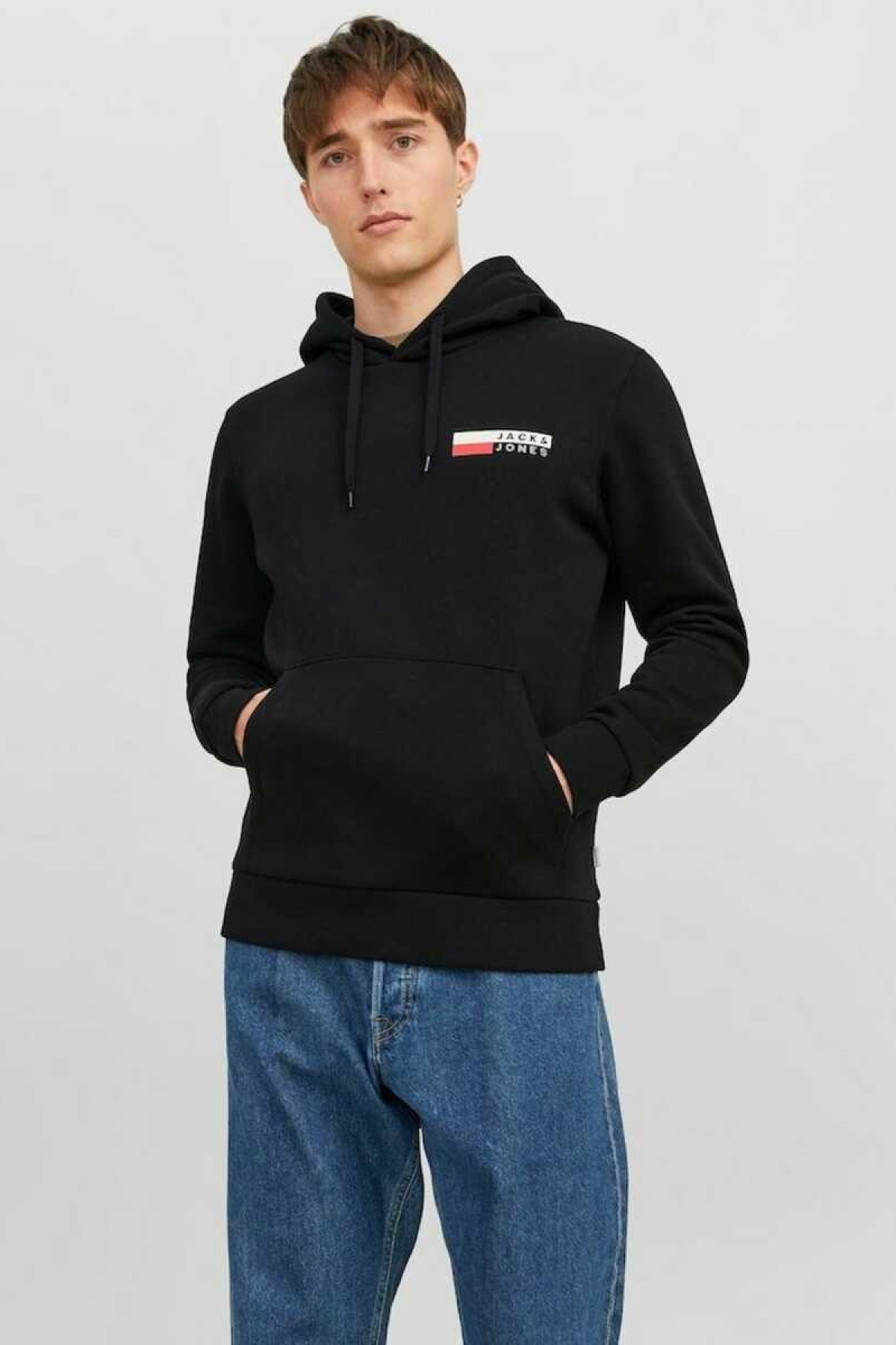 JACK&JONES 12233599 GOGUS BASKILI KAPUSONLU SWEATSHIRT