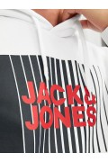 JACK&JONES 12233599 GOGUS BASKILI KAPUSONLU SWEATSHIRT