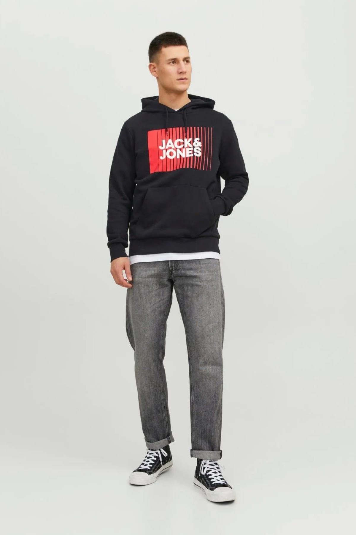 JACK&JONES 12233599 GOGUS BASKILI KAPUSONLU SWEATSHIRT JACK&JONES 12233599 GOGUS BASKILI KAPUSONLU SWEATSHIRT