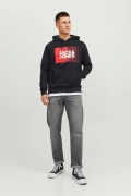 JACK&JONES 12233599 GOGUS BASKILI KAPUSONLU SWEATSHIRT