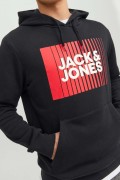 JACK&JONES 12233599 GOGUS BASKILI KAPUSONLU SWEATSHIRT