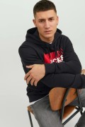 JACK&JONES 12233599 GOGUS BASKILI KAPUSONLU SWEATSHIRT