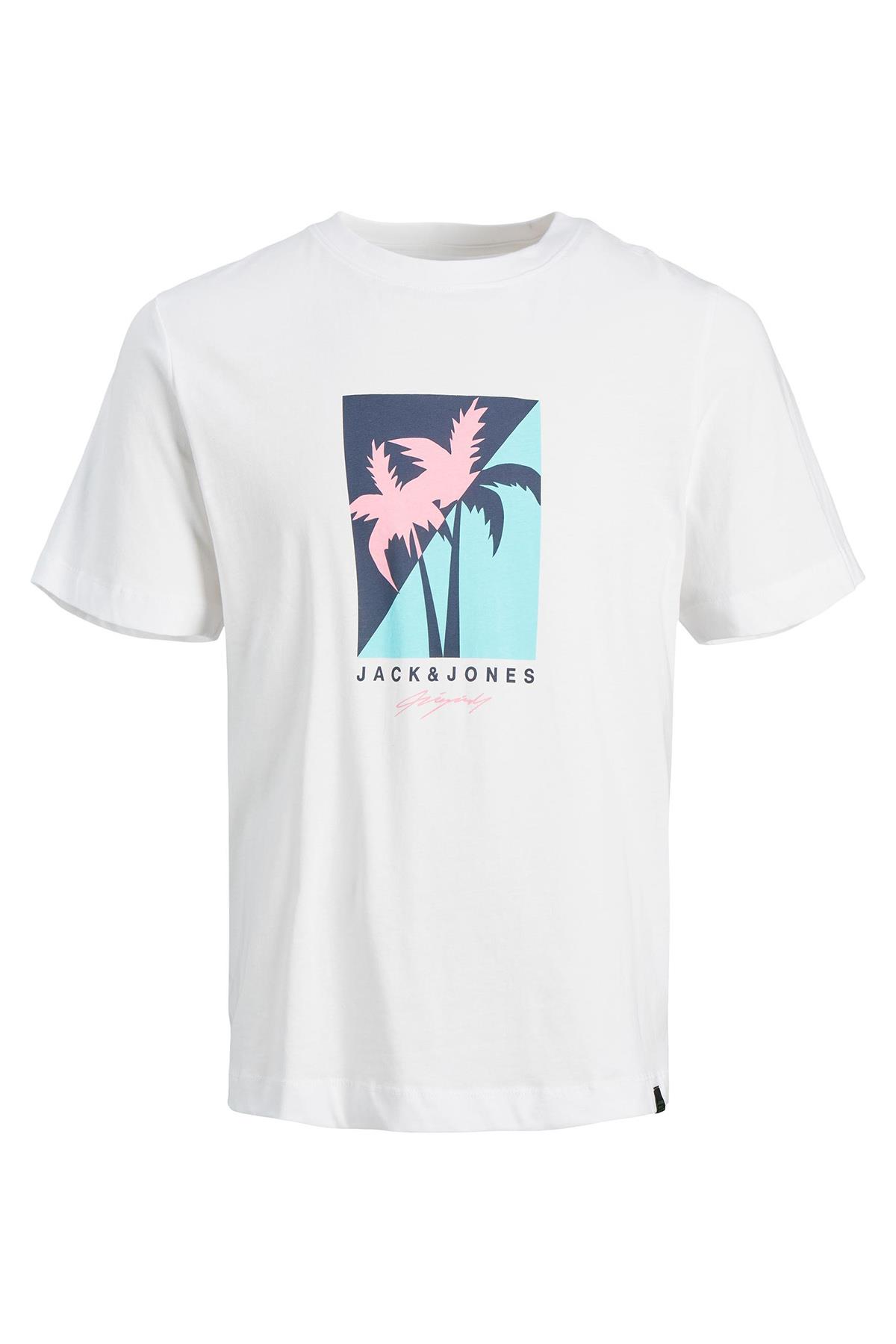 JACK & JONES 12234214 PALMIYE AGAC BASKILI KISA KOL  %100 COTON TSHIRT