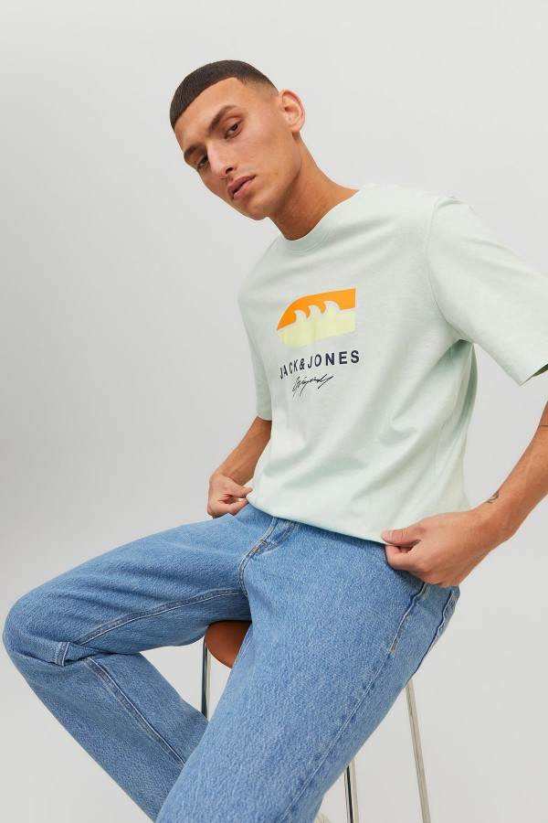 JACK & JONES 12234214 PALMIYE AGAC BASKILI KISA KOL  %100 COTON TSHIRT