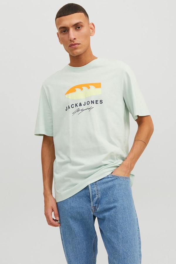 JACK & JONES 12234214 PALMIYE AGAC BASKILI KISA KOL  %100 COTON TSHIRT
