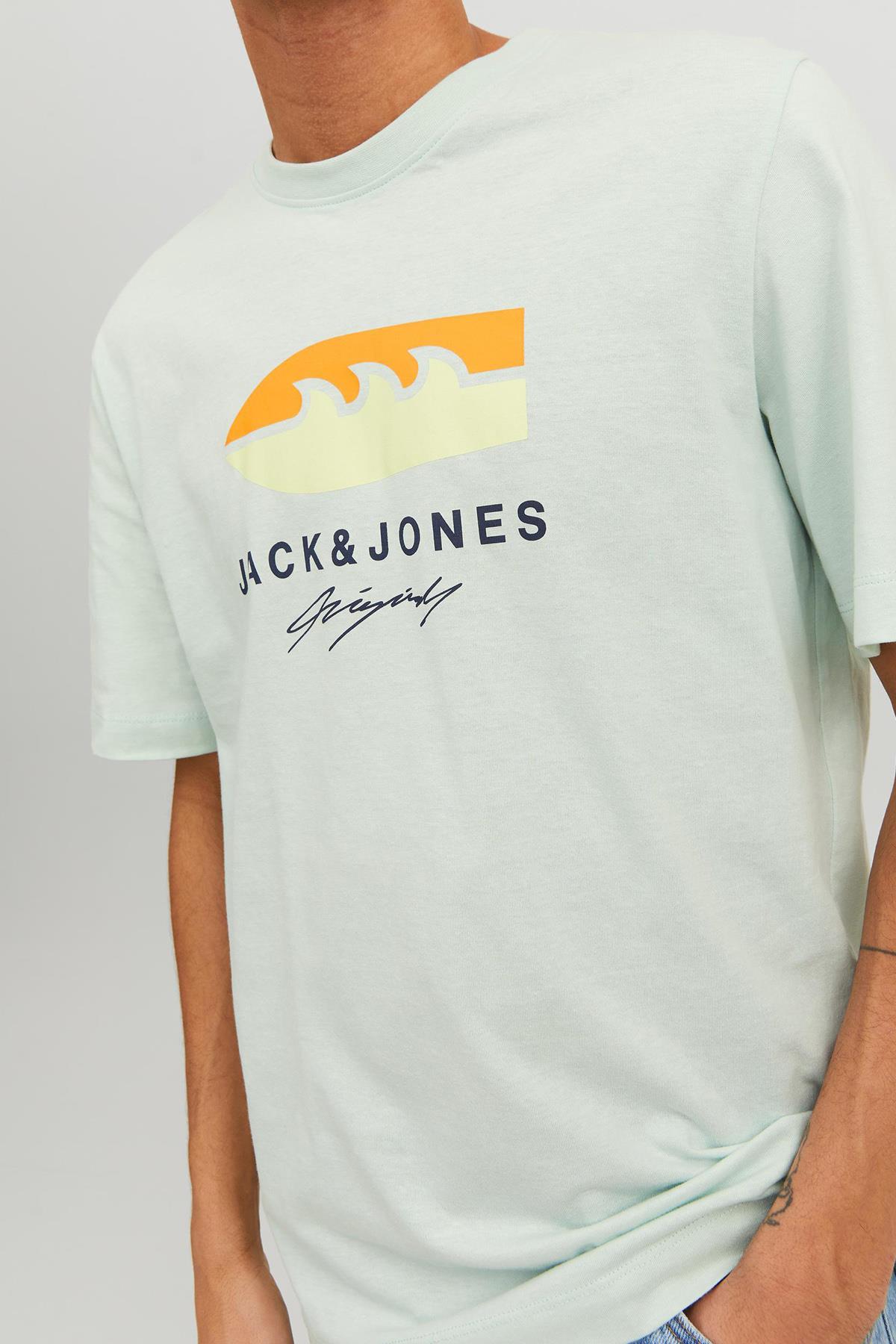 JACK & JONES 12234214 PALMIYE AGAC BASKILI KISA KOL  %100 COTON TSHIRT