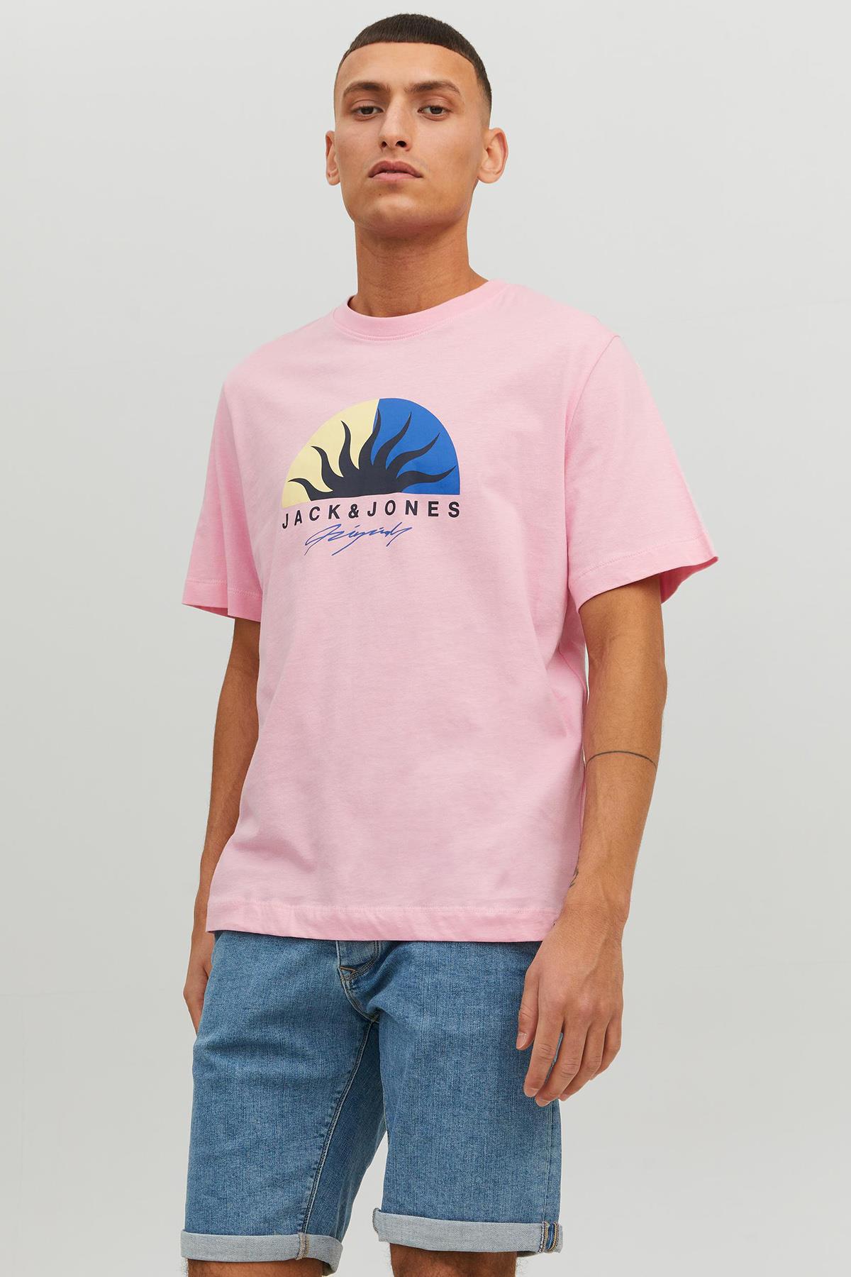 JACK & JONES 12234214 PALMIYE AGAC BASKILI KISA KOL  %100 COTON TSHIRT