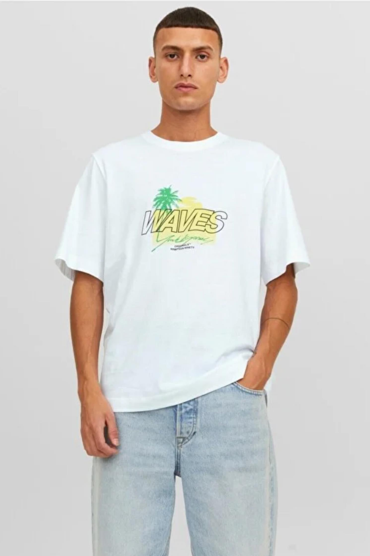 JACK&JONES 12234242 VACAY YAZILI PAMUKLU KISA KOL TSHIRT