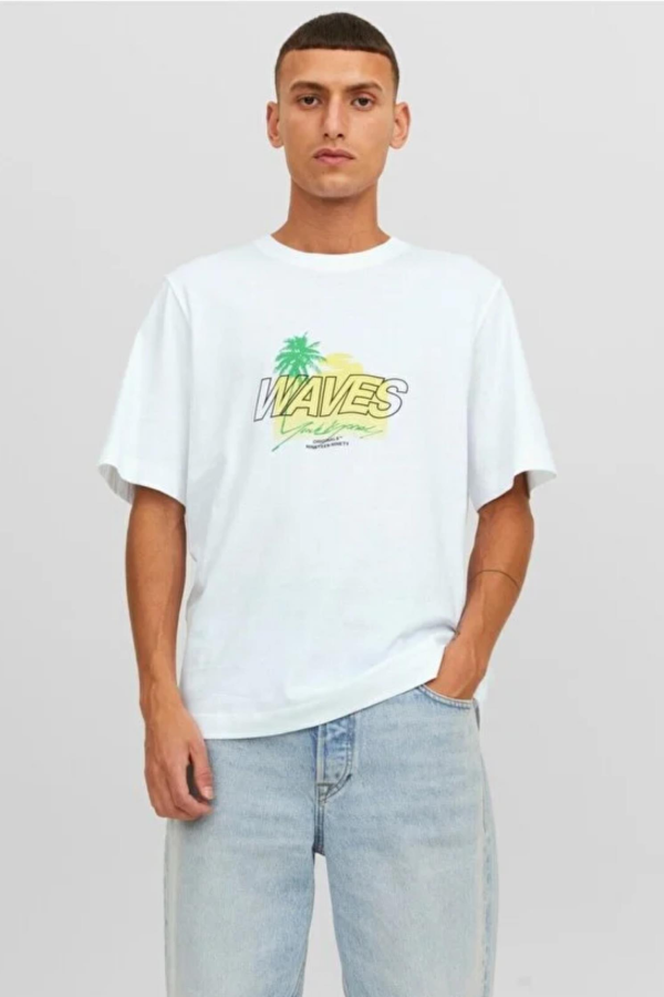 JACK&JONES 12234242 VACAY YAZILI PAMUKLU KISA KOL TSHIRT