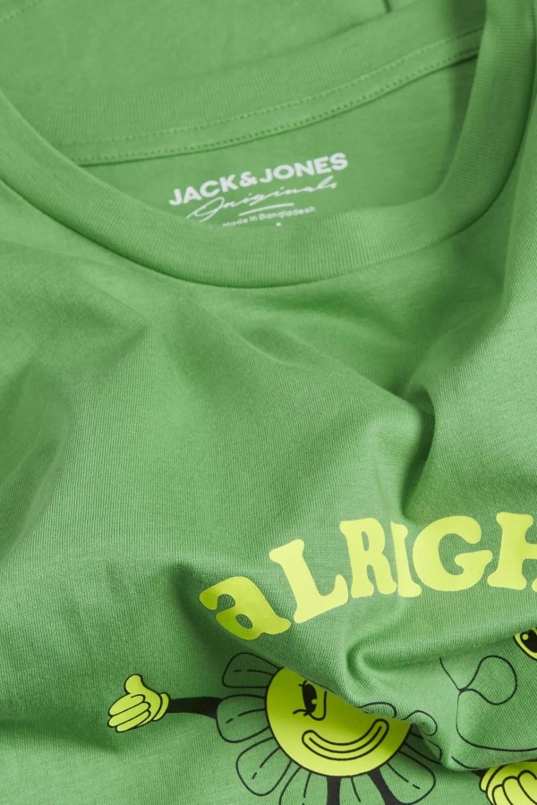 JACK & JONES 12238164 TEAMWORK YAZILI KIRAZ BASKILI KISA KOL  %100 COTON TSHIRT