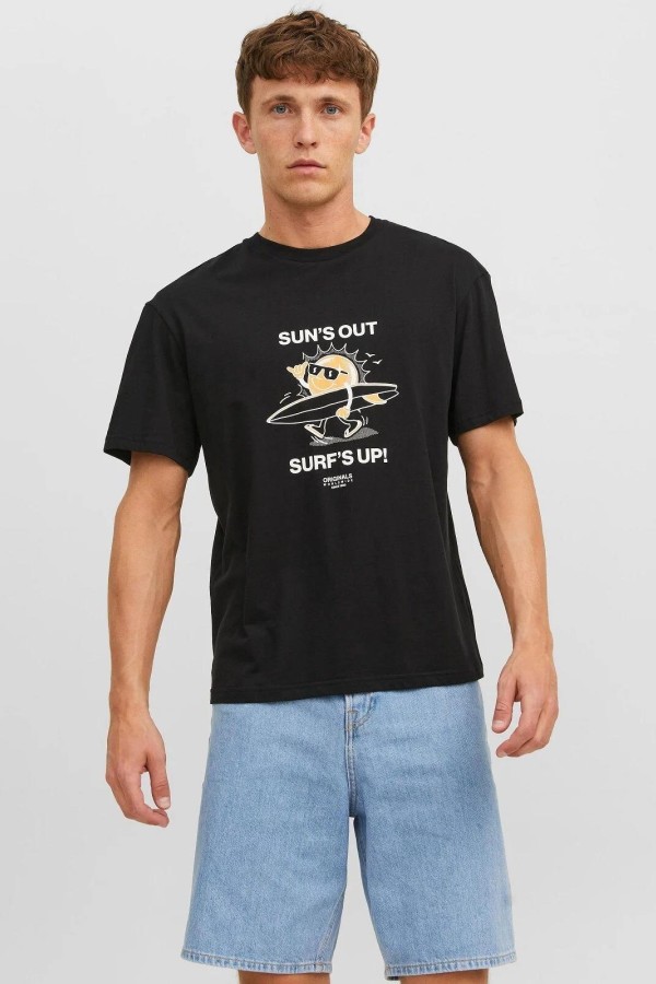 JACK & JONES 12238164 TEAMWORK YAZILI KIRAZ BASKILI KISA KOL  %100 COTON TSHIRT