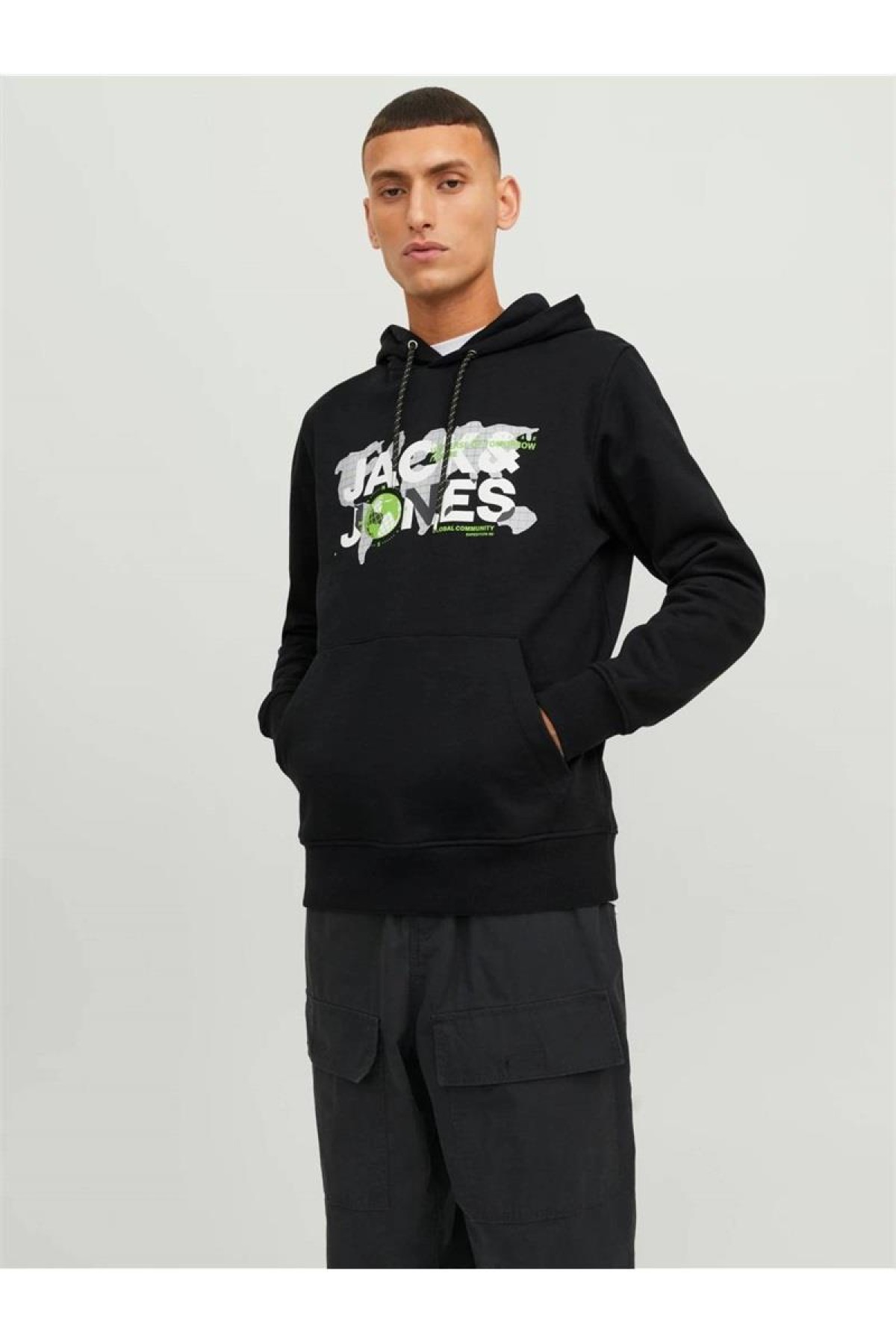 JACK&JONES 12240214 ON YAZILI KAPUSONLU  SWEAT