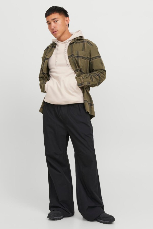 JACK&JONES 12242225 GOGUS YAZILI KAPUSONLU 2 IPLIK SARDONLU SWEAT