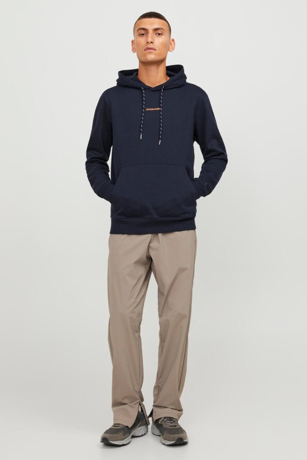 JACK&JONES 12242225 GOGUS YAZILI KAPUSONLU 2 IPLIK SARDONLU SWEAT