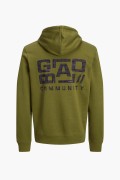 JACK&JONES 12242225 GOGUS YAZILI KAPUSONLU 2 IPLIK SARDONLU SWEAT