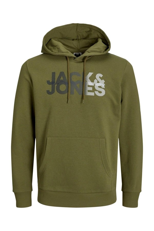 JACK&JONES 12243927 COSHADY SWEAT HOOD ONU YAZI BASKILI KAPUSONLU SWEAT