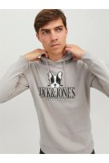 JACK&JONES 12244219 ORGINALS YAZILI KOPEK BASKILI KAPUSONLU SWEAT