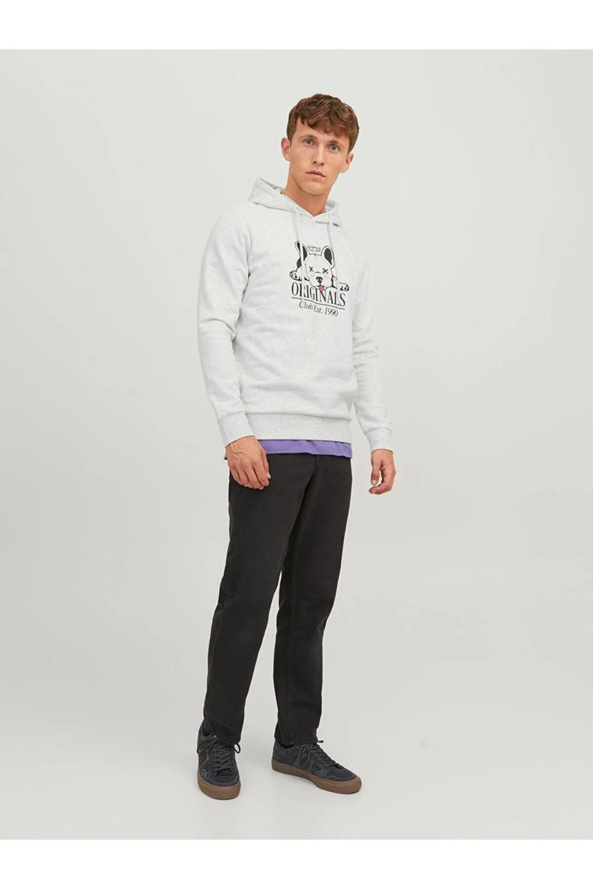 JACK&JONES 12244219 ORGINALS YAZILI KOPEK BASKILI KAPUSONLU SWEAT JACK&JONES 12244219 ORGINALS YAZILI KOPEK BASKILI KAPUSONLU SWEAT