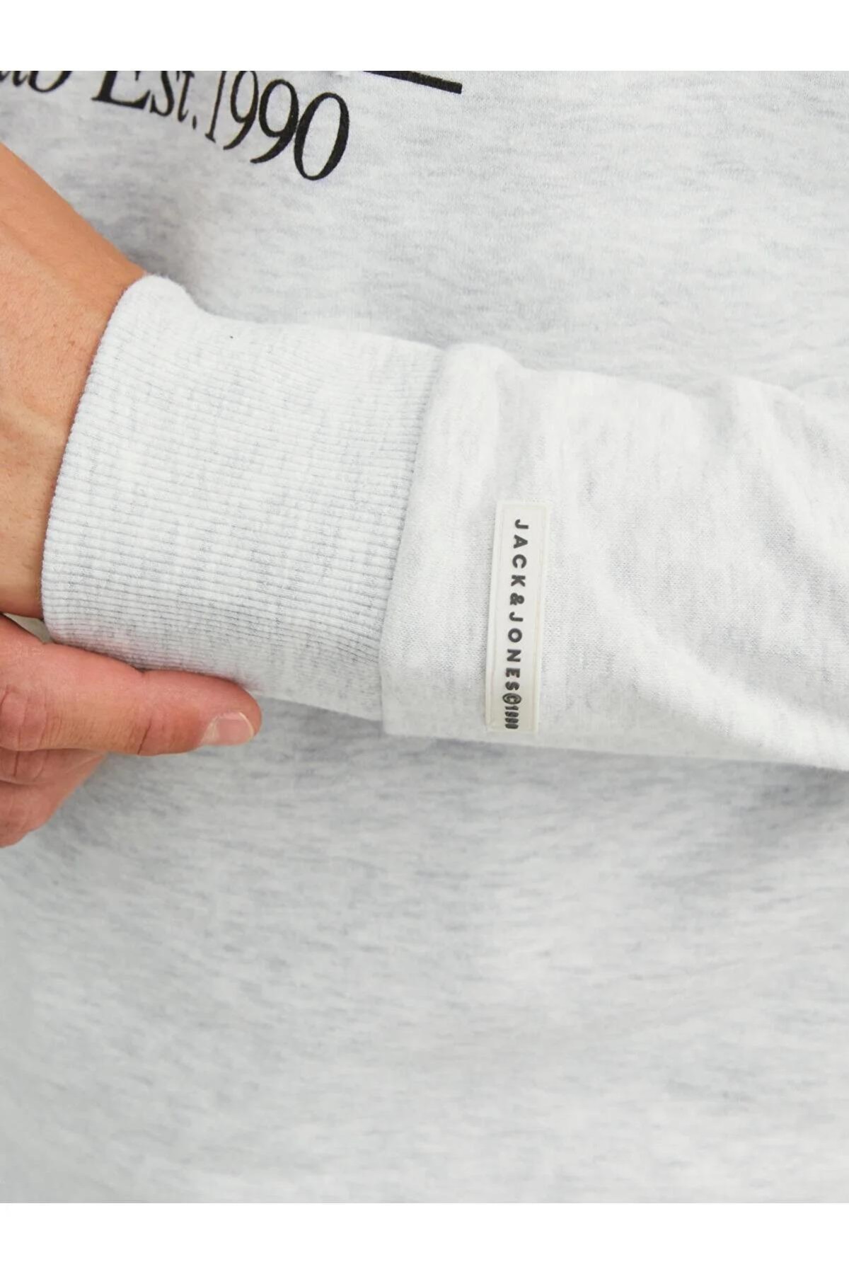 JACK&JONES 12244219 ORGINALS YAZILI KOPEK BASKILI KAPUSONLU SWEAT