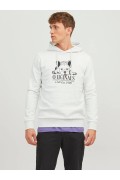 JACK&JONES 12244219 ORGINALS YAZILI KOPEK BASKILI KAPUSONLU SWEAT