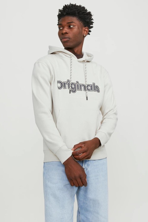 JACK&JONES 12246802 ORIGINALS YAZILI KAPUSONLU SARDONLU SWEATSHIRT