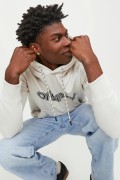 JACK&JONES 12246802 ORIGINALS YAZILI KAPUSONLU SARDONLU SWEATSHIRT