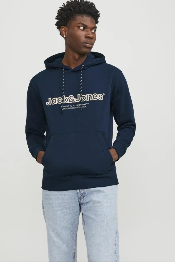 JACK&JONES 12246802 ORIGINALS YAZILI KAPUSONLU SARDONLU SWEATSHIRT