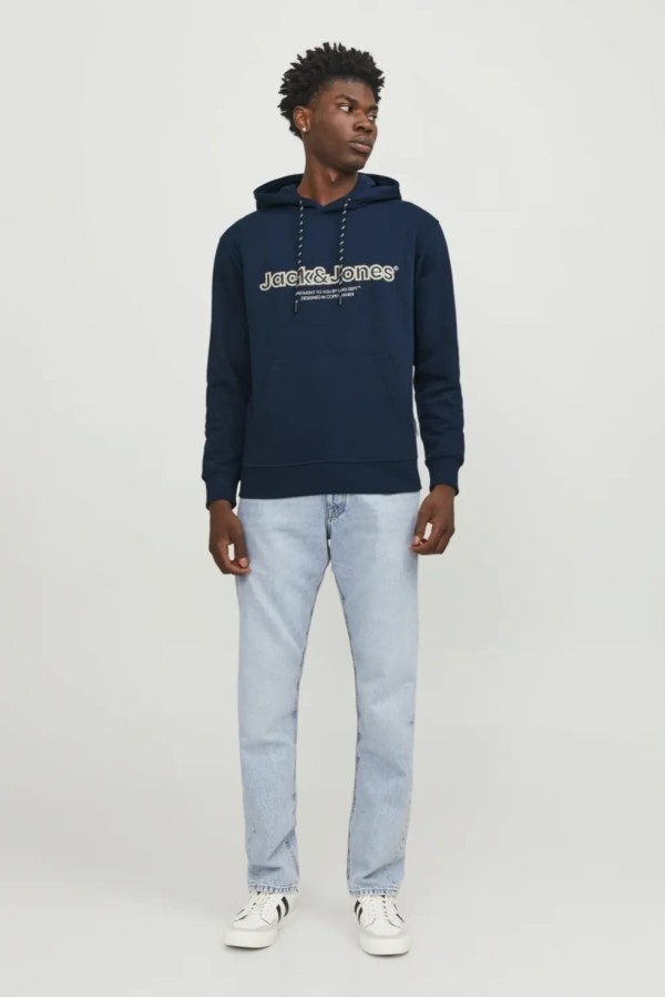 JACK&JONES 12246802 ORIGINALS YAZILI KAPUSONLU SARDONLU SWEATSHIRT