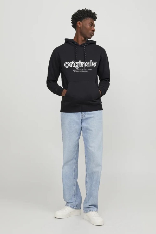 JACK&JONES 12246802 ORIGINALS YAZILI KAPUSONLU SARDONLU SWEATSHIRT