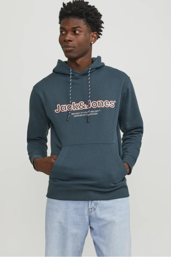 JACK&JONES 12246802 ORIGINALS YAZILI KAPUSONLU SARDONLU SWEATSHIRT