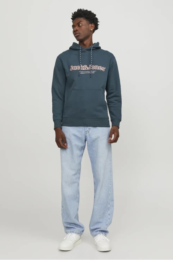 JACK&JONES 12246802 ORIGINALS YAZILI KAPUSONLU SARDONLU SWEATSHIRT