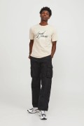 JACK&JONES 12247779 ON CIZGI UZERI YAZILI   0 YAKA KISA KOL TSH