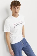 JACK&JONES 12247779 ON CIZGI UZERI YAZILI   0 YAKA KISA KOL TSH