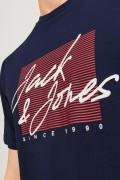 JACK&JONES 12247779 ON CIZGI UZERI YAZILI   0 YAKA KISA KOL TSH