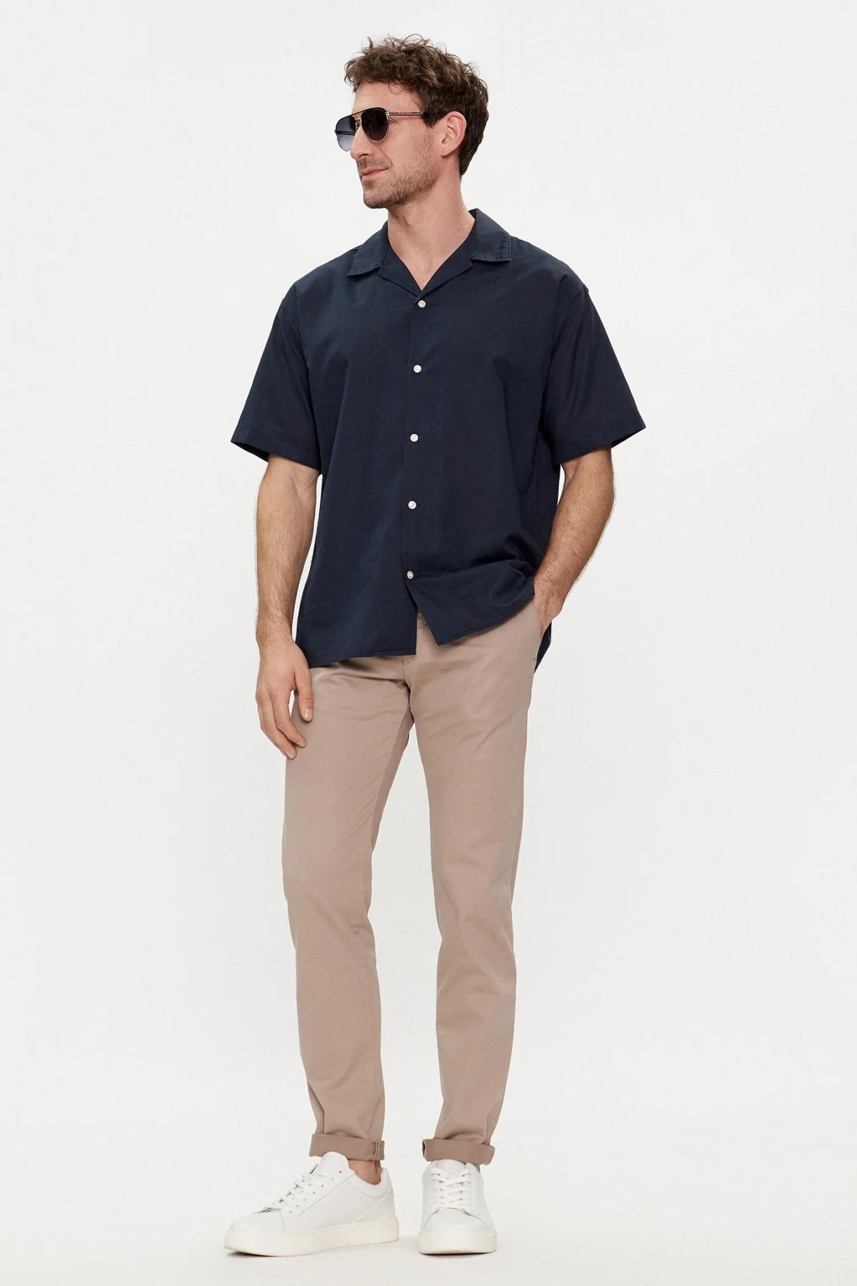 JACK&JONES 12248594 LINEN BLEND KISA KOL GOMLEK JACK&JONES 12248594 LINEN BLEND KISA KOL GOMLEK