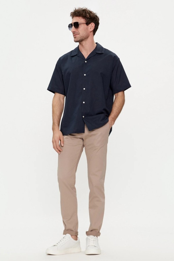 JACK&JONES 12248594 LINEN BLEND KISA KOL GOMLEK JACK&JONES 12248594 LINEN BLEND KISA KOL GOMLEK