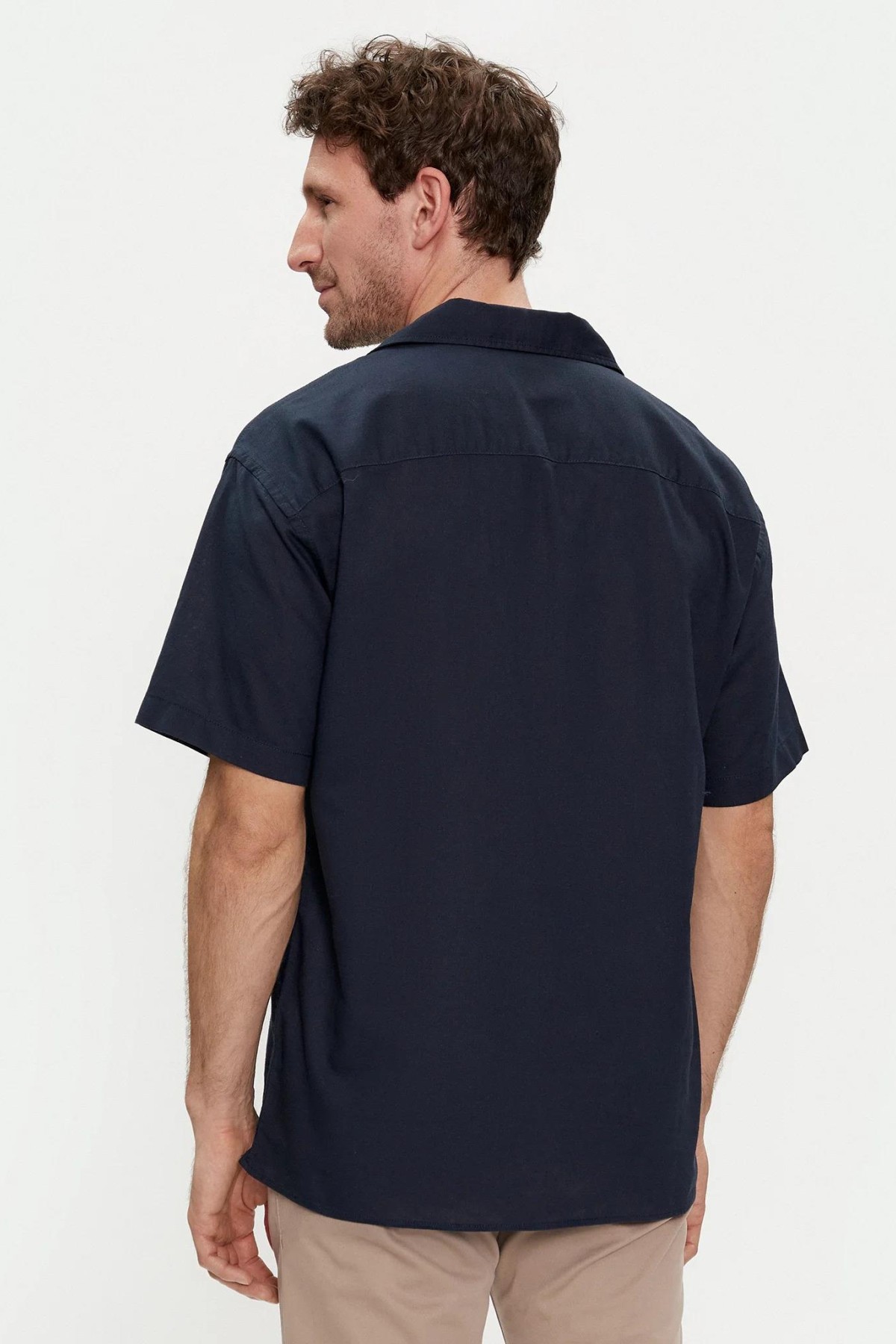 JACK&JONES 12248594 LINEN BLEND KISA KOL GOMLEK JACK&JONES 12248594 LINEN BLEND KISA KOL GOMLEK