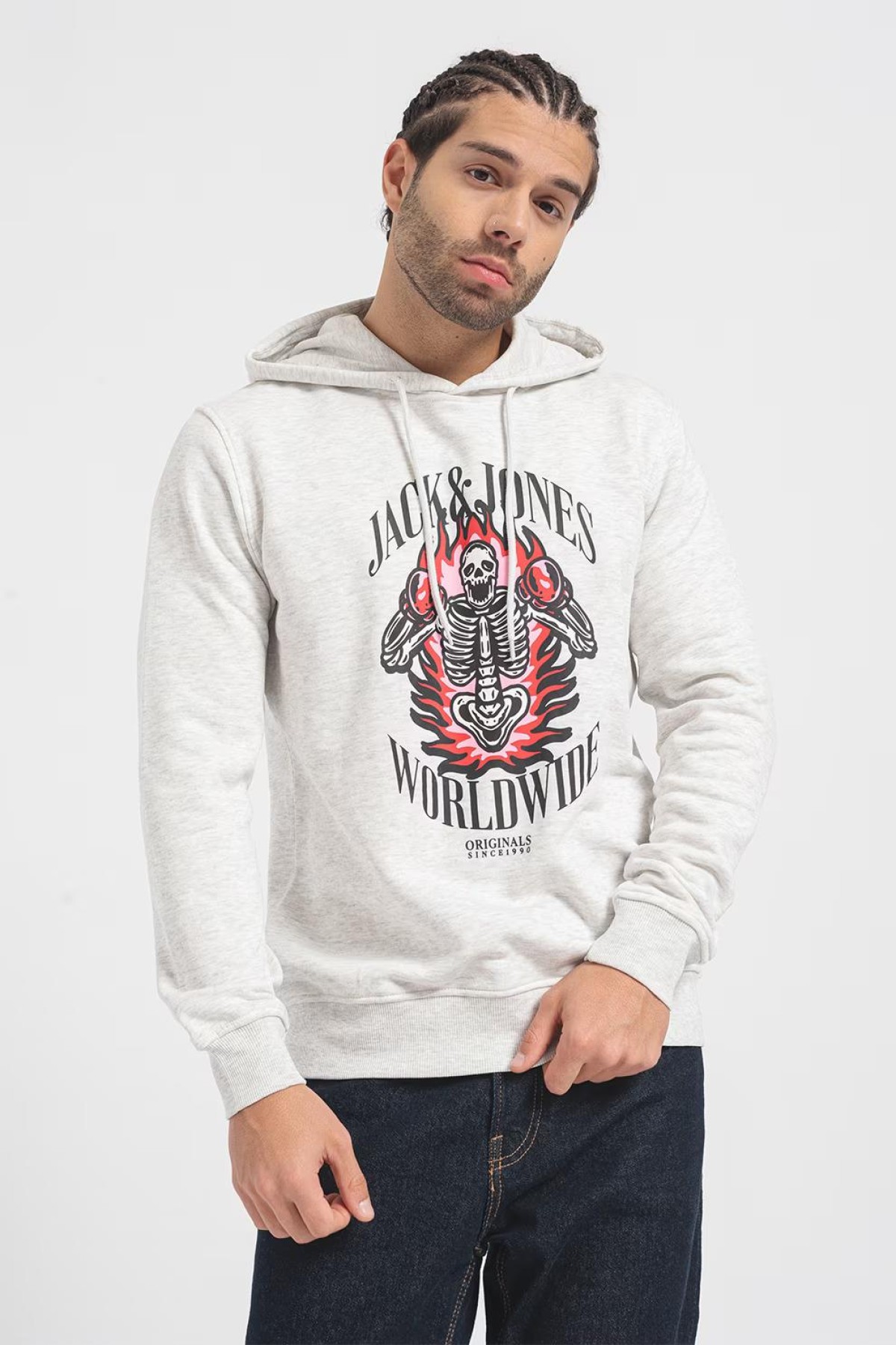 JACK&JONES 12248898 BASKILI KAPUSONLU SARDONLU SWEATSHIRT JACK&JONES 12248898 BASKILI KAPUSONLU SARDONLU SWEATSHIRT