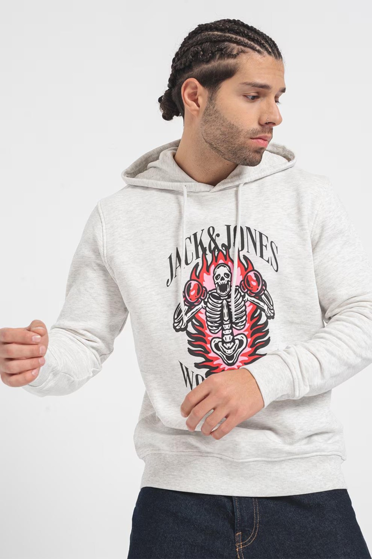 JACK&JONES 12248898 BASKILI KAPUSONLU SARDONLU SWEATSHIRT JACK&JONES 12248898 BASKILI KAPUSONLU SARDONLU SWEATSHIRT
