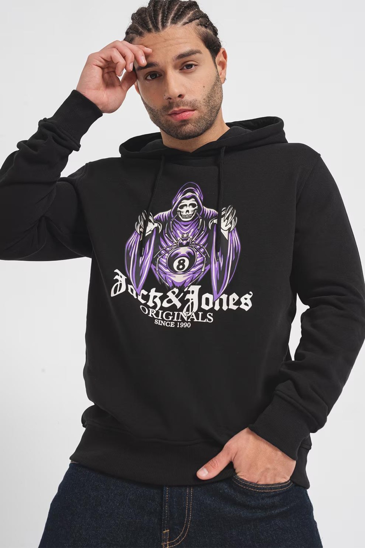 JACK&JONES 12248898 BASKILI KAPUSONLU SARDONLU SWEATSHIRT