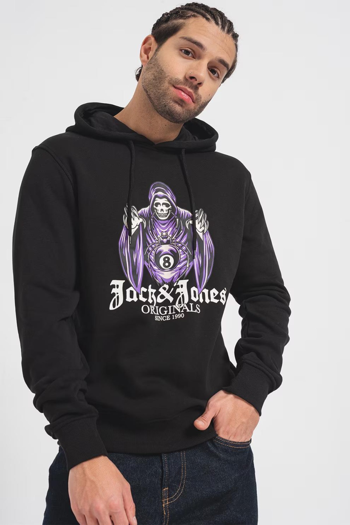 JACK&JONES 12248898 BASKILI KAPUSONLU SARDONLU SWEATSHIRT JACK&JONES 12248898 BASKILI KAPUSONLU SARDONLU SWEATSHIRT