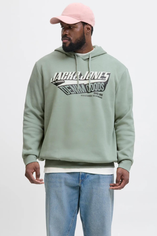 JACK&JONES 12258873 JJELOGO ON YAZILI BUYUK BEDEN ERKEK SWEAT