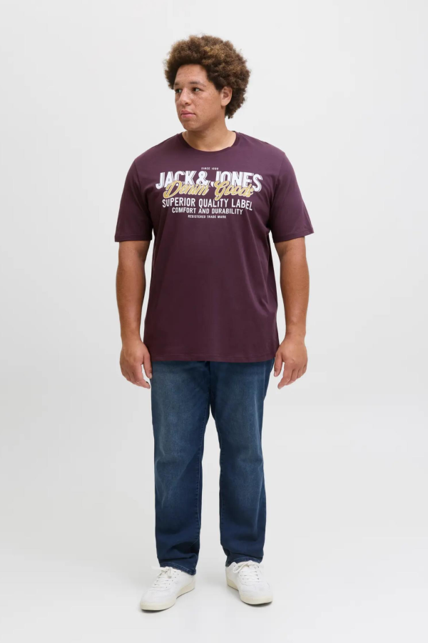 JACK&JONES 12284905 JJELOGO  YAZILI BUYUK BEDEN KISA KOL TSHIRT