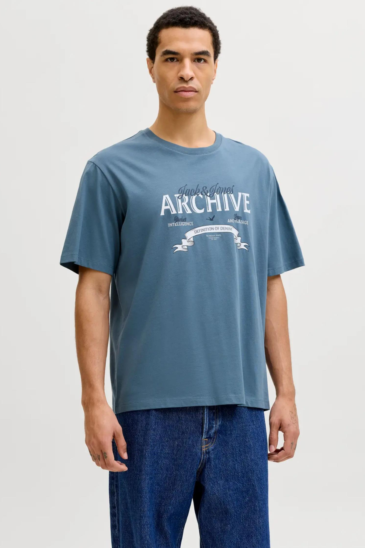 JACK&JONES 12290417 JJEDOVER DENIM TEE 0 YAKA KISA KOL TSH