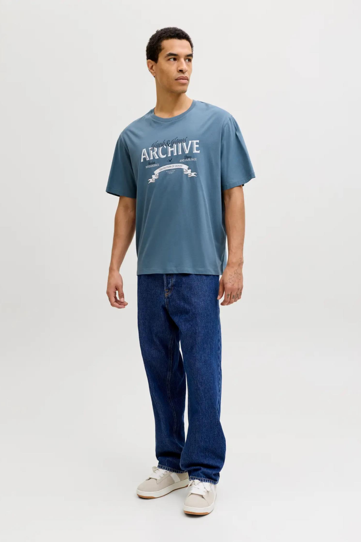 JACK&JONES 12290417 JJEDOVER DENIM TEE 0 YAKA KISA KOL TSH