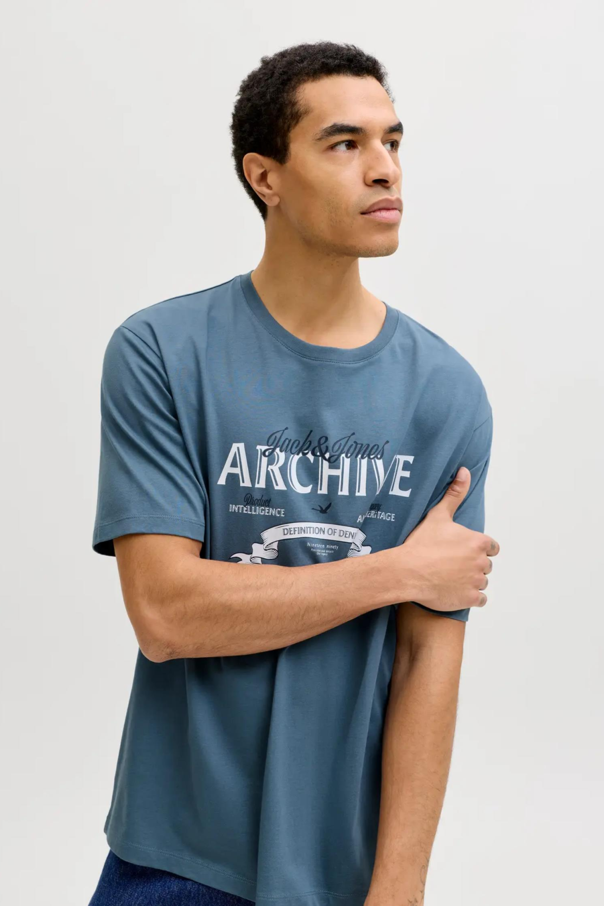 JACK&JONES 12290417 JJEDOVER DENIM TEE 0 YAKA KISA KOL TSH