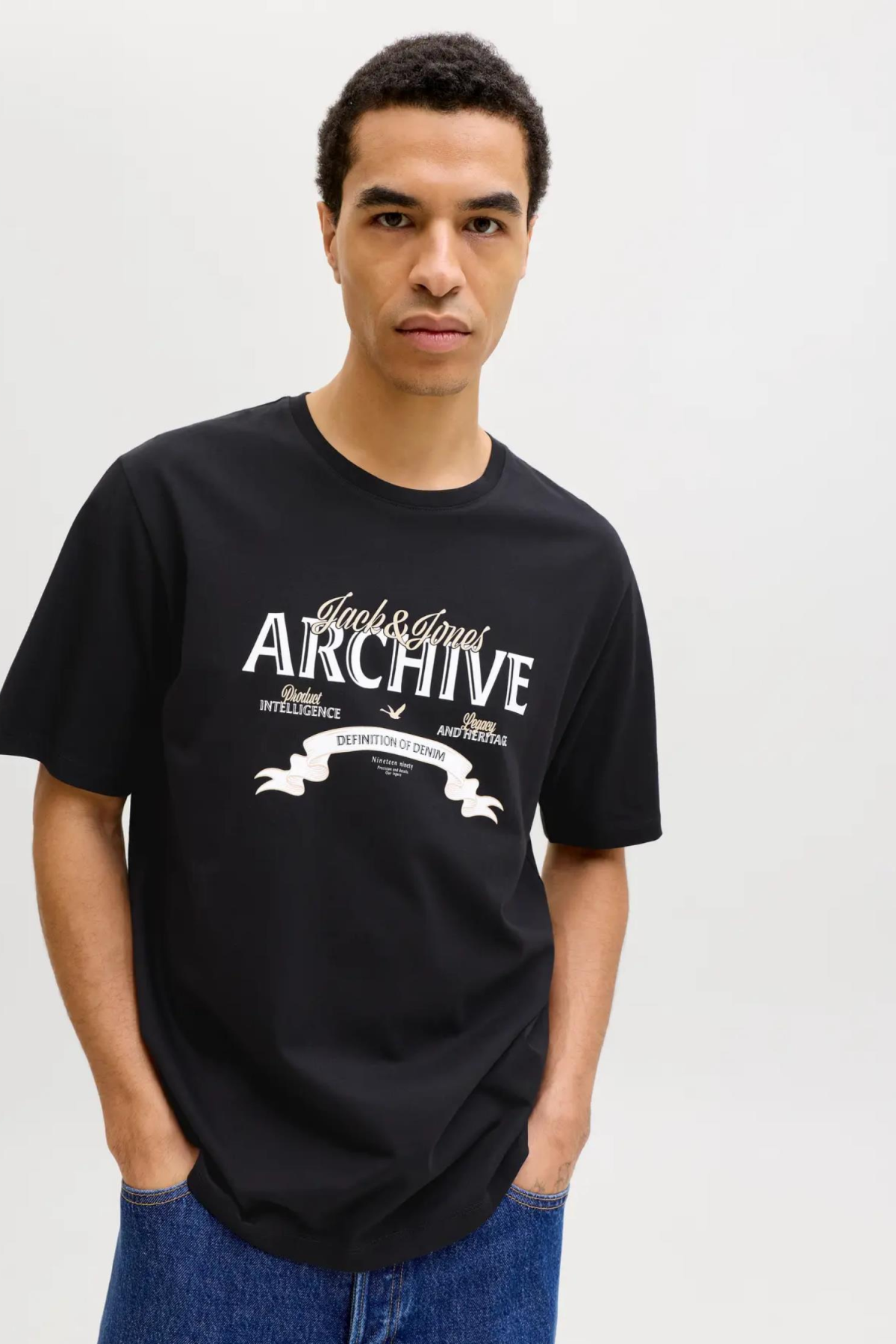 JACK&JONES 12290417 JJEDOVER DENIM TEE 0 YAKA KISA KOL TSH