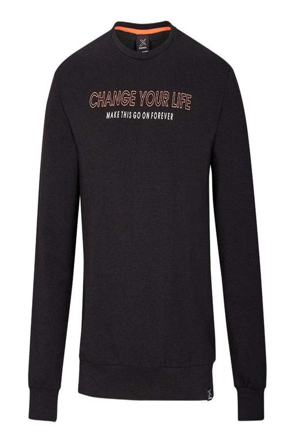 KINETIX 0 YAKA CHANGE YOUR LIFE YAZILI  UZUN KOL ERKEK SWEAT