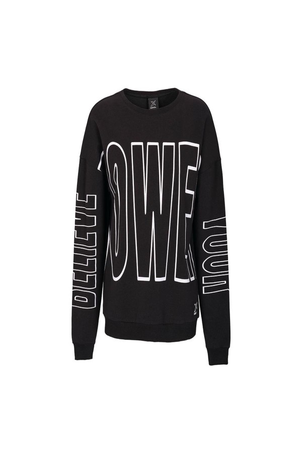 KINETIX 0 YAKA POWER YAZILI UZUN KOL YAZILI KADIN SWEATSHIRT