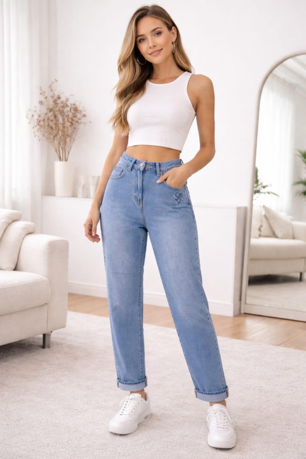 LIU-JO TA6279 CEP ALTI TAS DETAYLI  DUBLE PACA  DENIM  PANTOLON